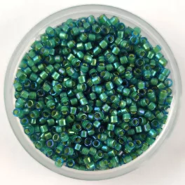   Miyuki Delica Japanese Seed Bead  size : 11/0 - 2381 - Fancy Lined Aqua Green - 11/0