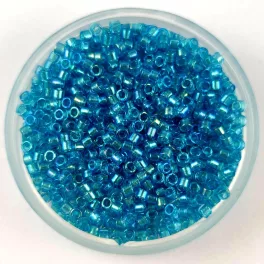   Miyuki Delica Japanese Seed Bead  size : 11/0 - 2382 - Fancy Lined Aqua - 11/0