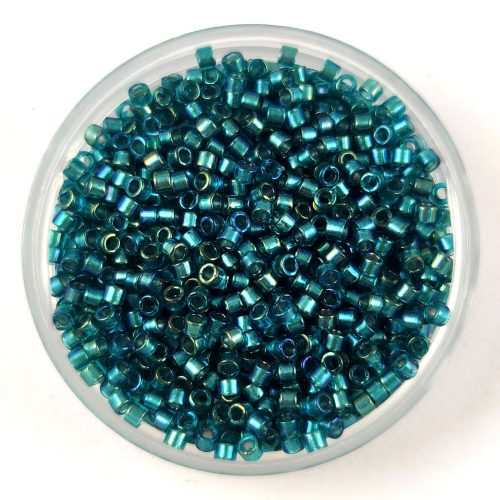 Miyuki delica gyöngy 1769 - Crystal Sparkling Aqua Green Lined Teal AB - 11/0
