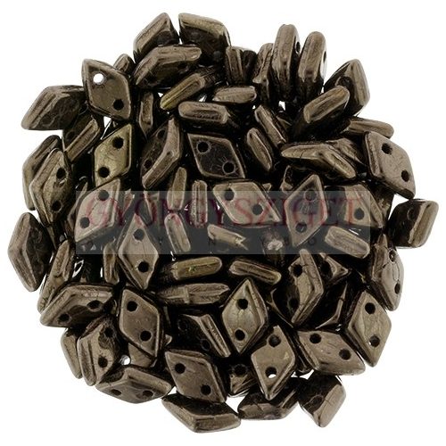 Diamond gyöngy - kétlyukú - Dark Bronze - 4x6mm