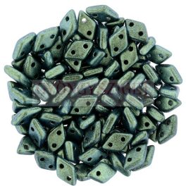   Diamond gyöngy - kétlyukú – Jet Polichrome Aqua Teal – 4x6mm