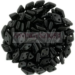 Diamond gyöngy - kétlyukú - Opaque Black - 4x6mm