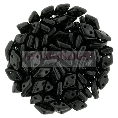 Diamond gyöngy - kétlyukú - Opaque Black - 4x6mm