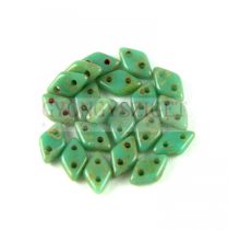   Diamond gyöngy - kétlyukú - Turquoise Green Picasso - 4x6mm