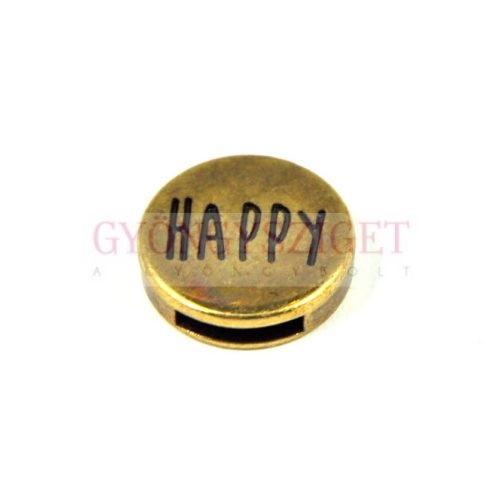 Deco for Leather - Brass Colour - korong - happy - 18mm 