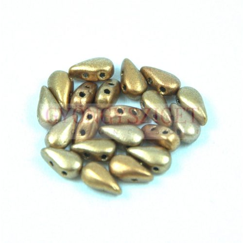 Dropduo - Czech Pressed 2 Hole Bead - Crystal Gold Rainbow - 3x6mm