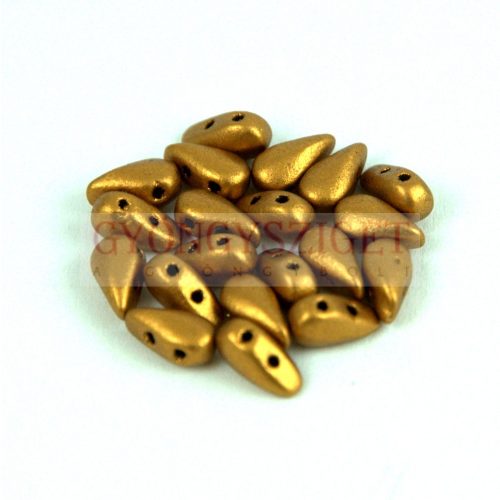 Dropduo - Czech Pressed 2 Hole Bead - Brass Gold - 3x6mm