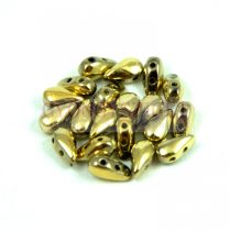   DropDuo - cseh préselt kétlyukú gyöngy - Crystal Full Amber - 3x6mm