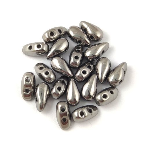 Dropduo - Czech Pressed 2 Hole Bead - Crystal Full Chrome - 3x6mm