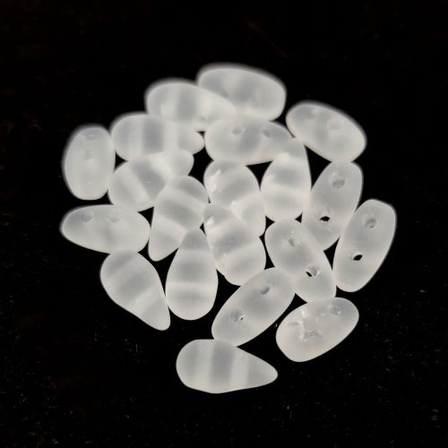 Dropduo - Czech Pressed 2 Hole Bead - Crystal Matt - 3x6mm
