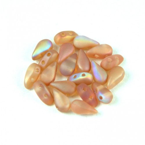 Dropduo - Czech Pressed 2 Hole Bead - Crystal Matte Orange Rainbow - 3x6mm