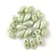 DropDuo - cseh préselt kétlyukú gyöngy - White Light Green Luster - 3x6mm