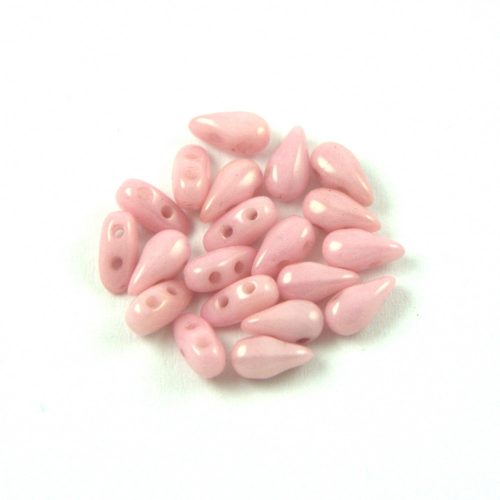 DropDuo - cseh préselt kétlyukú gyöngy - White Pink Luster - 3x6mm