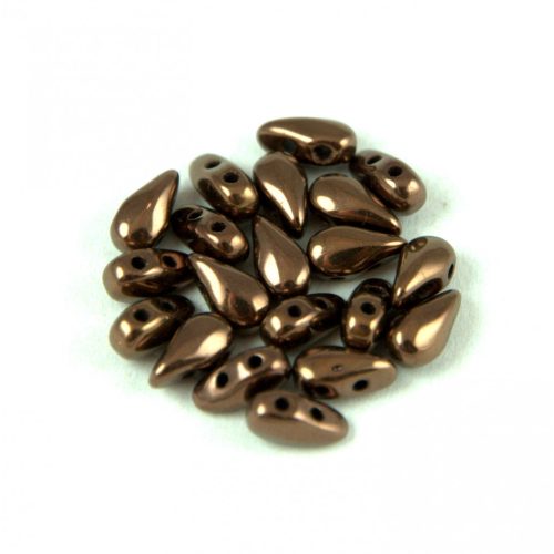 Dropduo - Czech Pressed 2 Hole Bead - Bronze - 3x6mm