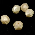Czech Firepolished Round Glass Bead - English cut - Alabaster Silver Luster - 10mm