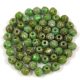 Czech Firepolished Round Glass Bead - English cut - Turquoise Green Picasso - 3.5mm