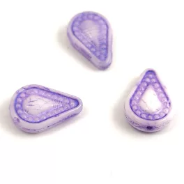   Filigree Tear préselt üveggyöngy - hosszában fúrt - Alabaster Purple - 14x10mm