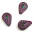 Filigree Tear préselt üveggyöngy - hosszában fúrt - Emerald Travertin Amethyst - 14x10mm