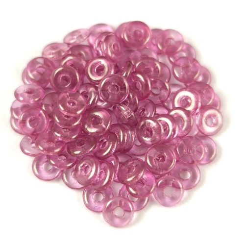 Fish Ring - Czech Glass Bead - Crystal Pink Luster -1x4mm