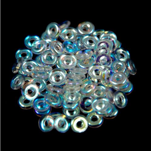 Fish Ring - Czech Glass Bead - Crystal AB -1x4mm