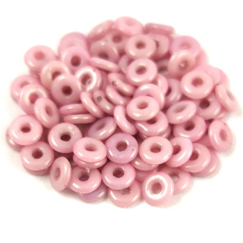 Cseh préselt gyöngy - Fish ring - Alabaster Pink Luster - 1x4mm