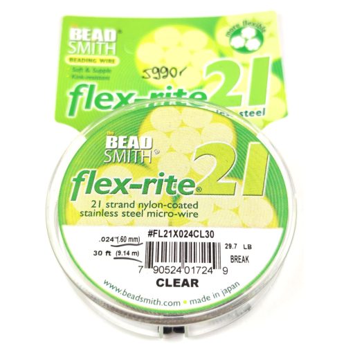 Flex-rite - nylon bevonatos rozsdamentes acél sodrony - clear - 0.60mm