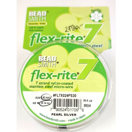 Flex-rite - nylon bevonatos rozsdamentes acél sodrony - pearl silver - 0.60mm