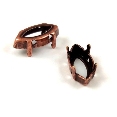 Foglalat - navette - antik vörösréz színű - fűzhető - 15x7mm