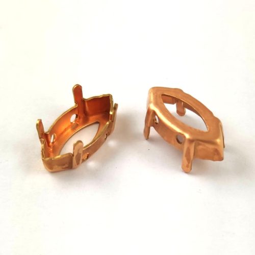 Finding - navette - copper coloured - beadable - 15x7mm