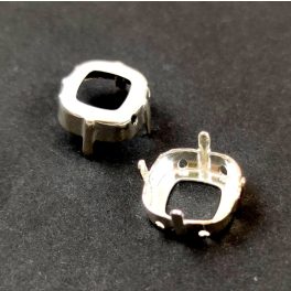   Foglalat - ezüst színű - Swarovski 4470 round square kristályhoz - 12mm
