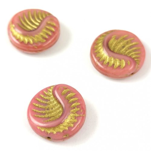 Fossil Coin bead - Mauve Gold - 19mm