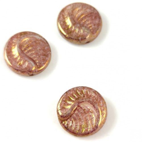 Fossil Coin gyöngy - Alabaster Rose Bronze Luster - 19mm