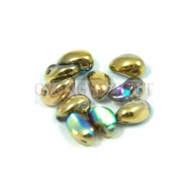   Tulip Petal - Czech Glass Bead 4x6mm - crystal golden rainbow