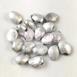 Tulip Petal - Czech Glass Bead 8x6mm - Crystal Etched Silver
