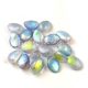 Tulip Petal - Czech Glass Bead 8x6mm - Crystal Etched Blue Rainbow