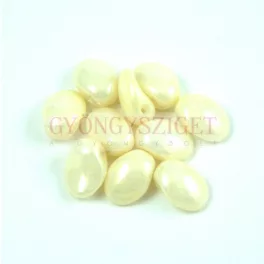   Tulip Petal - Czech Glass Bead 8x6mm - Alabaster Light Beige Luster