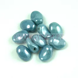 Tulip Petal - Czech Glass Bead 8x6mm - Alabaster Blue Luster