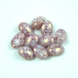   Tulip Petal - Czech Glass Bead 8x6mm - Alabaster Purple Bronz Luster