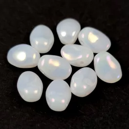   Tulip Petal - Czech Glass Bead 8x6mm - Alabaster Pearl Luster