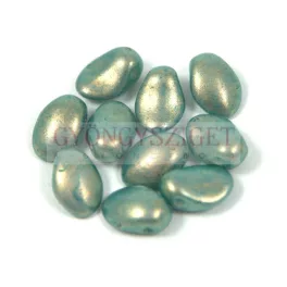   Tulip Petal - Czech Glass Bead 8x6mm - Turquoise Golden Shine