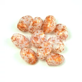   Tulip Petal - Czech Glass Bead 8x6mm - Alabaster Copper Patina