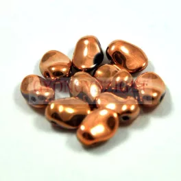 Tulip Petal - Czech Glass Bead 8x6mm - jet capri gold