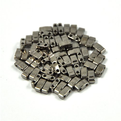 Miyuki Half Tila 2 Hole Japanese Seed Bead -190 nickel (Dark Silver) 2 5x5mm