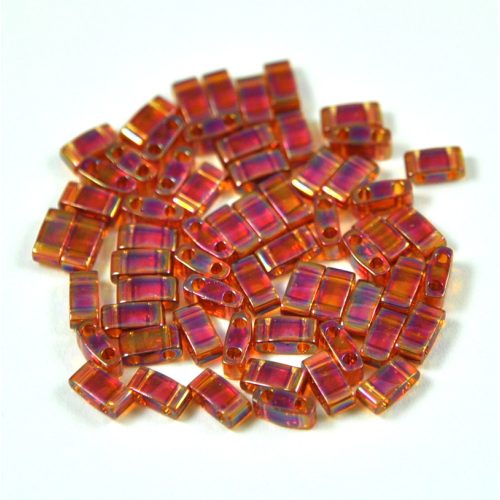 Miyuki Half Tila 2 Hole Japanese Seed Bead -257 Rainbow Lustered topaz AB 2 5x5mm