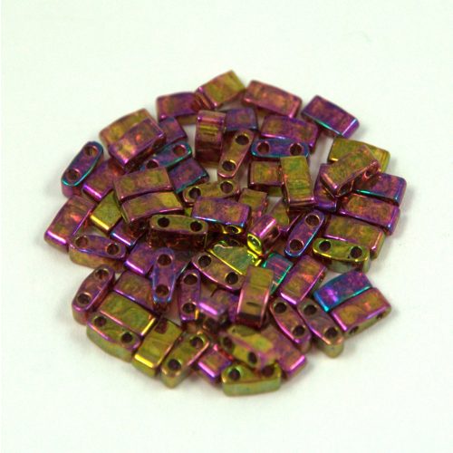 Miyuki Half Tila 2 Hole Japanese Seed Bead -301 Rainbow Lustered Rose Gold 2 5x5mm