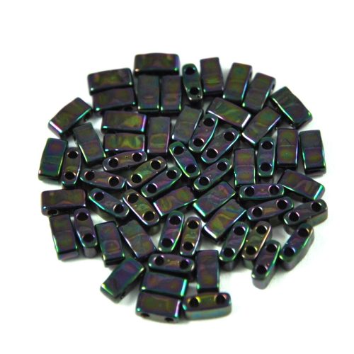 Miyuki Half Tila 2 Hole Japanese Seed Bead -454 Metallic Dark Plum Iris 2 5x5mm