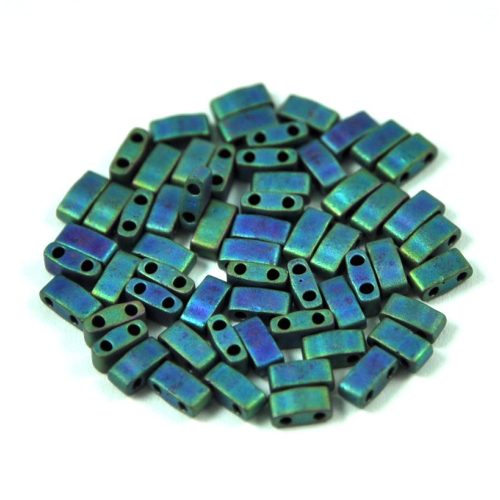 Miyuki féltila gyöngy - 2064 - telt matt metál kék-zöld írisz - 2.5x5mm