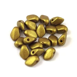 Gekko - cseh préselt szirom gyöngy - Olive Gold - 3x5mm