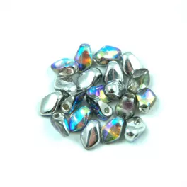   Gekko - cseh préselt szirom gyöngy - Crystal Silver Rainbow - 3x5mm