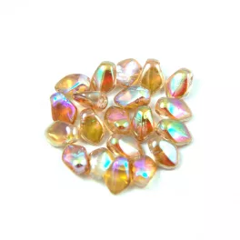   Gekko - cseh préselt szirom gyöngy - Crystal Brown Rainbow - 3x5mm